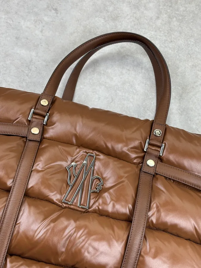 Moncler Taupe Brown Down Quilted Handle Bag - Image 7