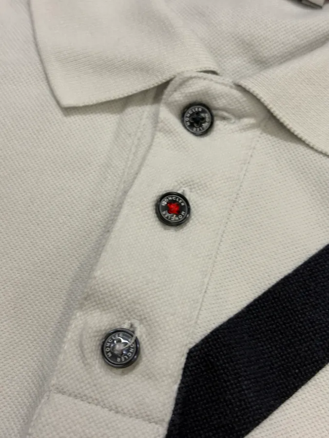 Moncler White Frenchie Striped Polo - Image 7