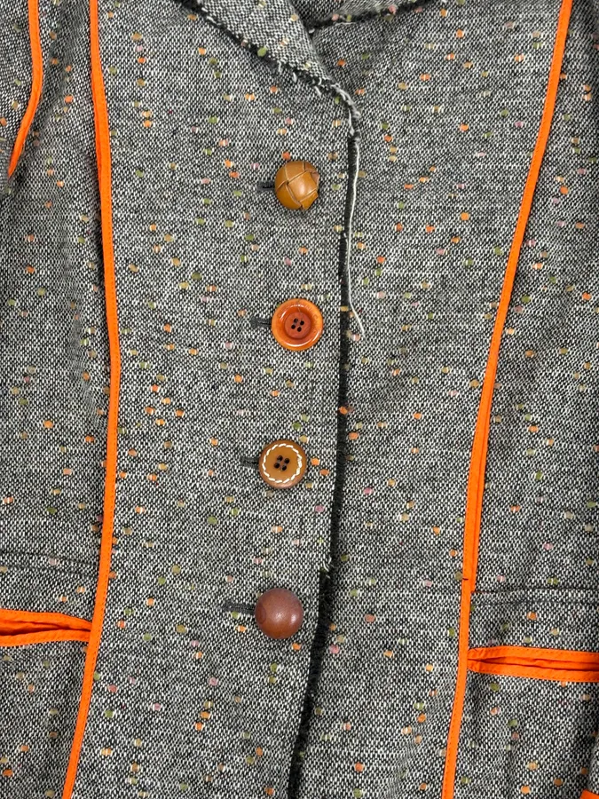 Moschino Beige Wool & Contrast Orange Trim Skirt & Blazer Set - Image 11