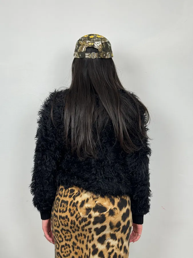 Moschino Black Faux Fur Cardigan Sweater - Image 2