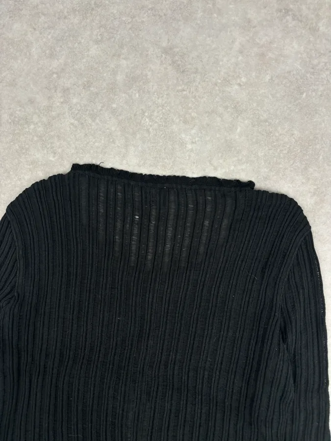 Moschino Black Ribbed Knit Cardigan Sweater - Image 6