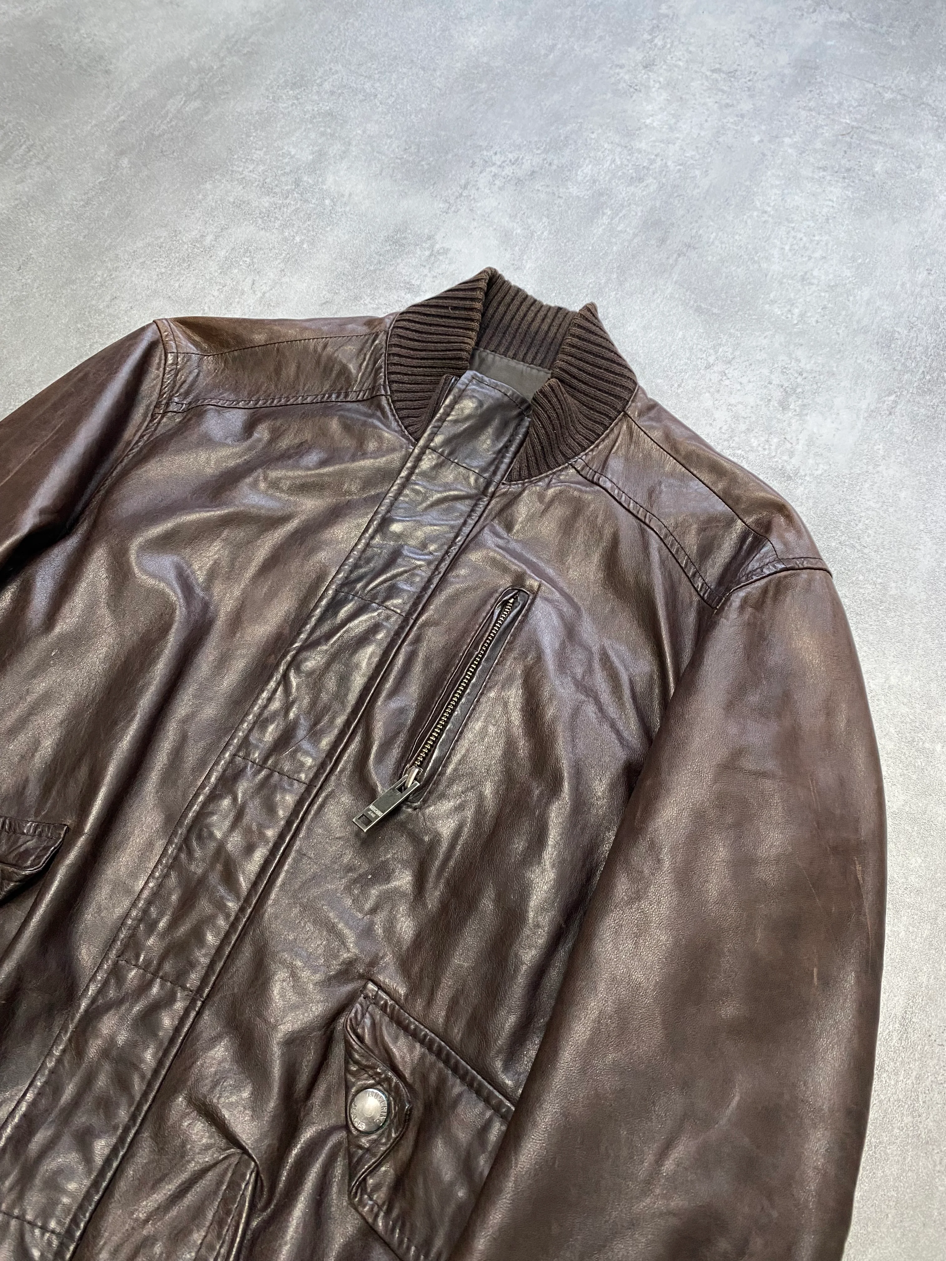Moschino Simple Brown Leather Jacket - Image 2