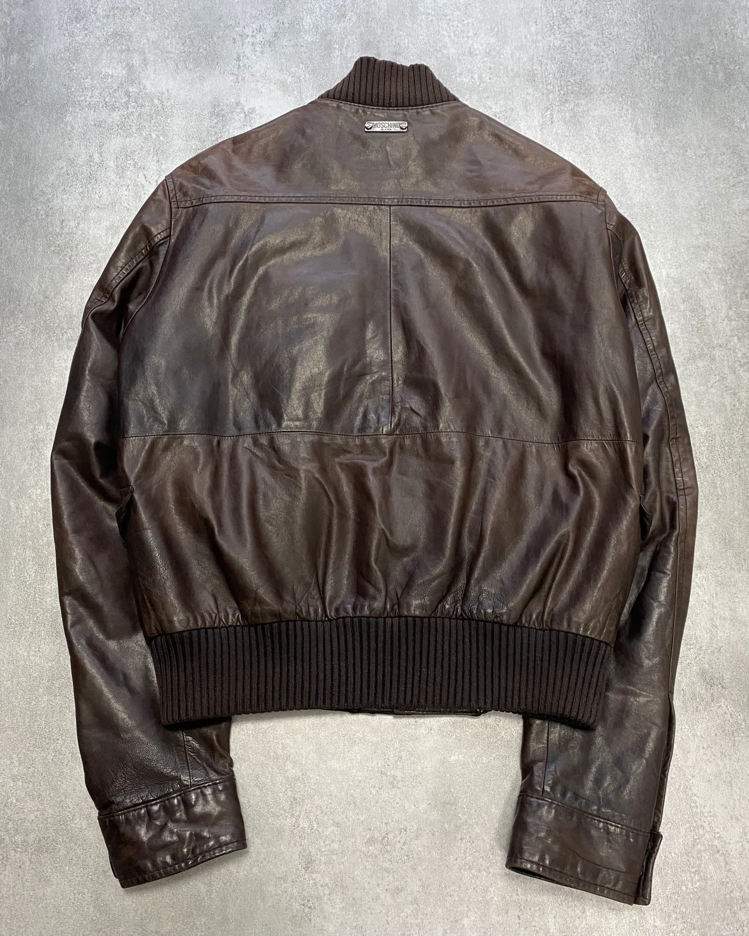 Moschino Simple Brown Leather Jacket - Image 3