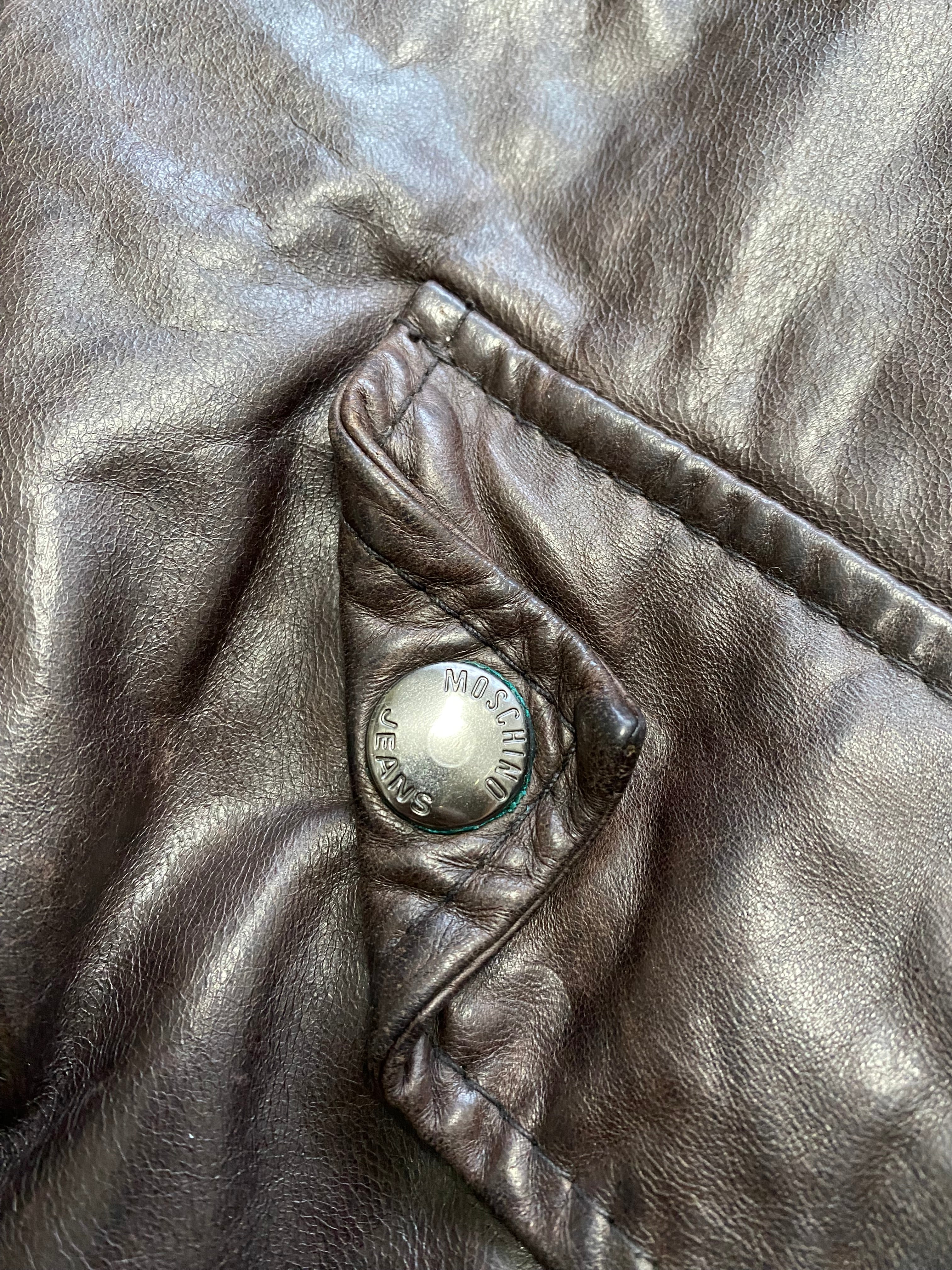 Moschino Simple Brown Leather Jacket - Image 6