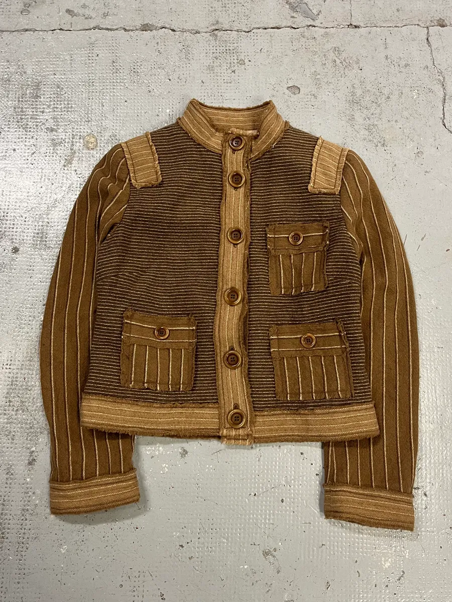 Moschino Camel Wool Stripes Brown Jacket