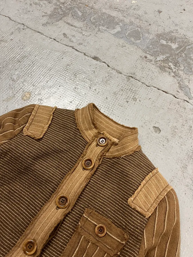 Moschino Camel Wool Stripes Brown Jacket - Image 5
