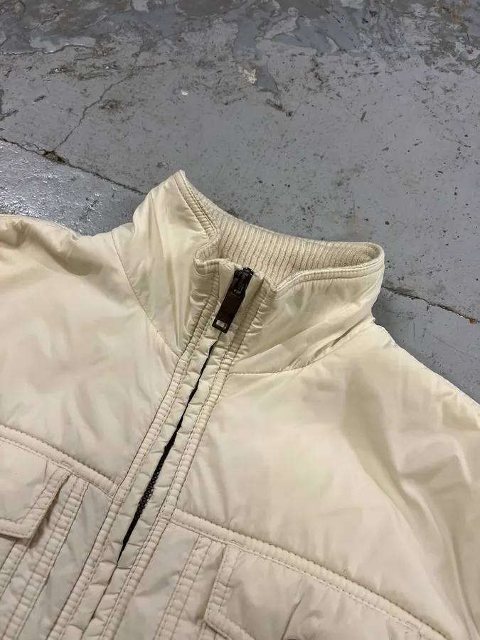 Moschino Cream Nylon Quilted Cargo Bomber Jacket - Image 5