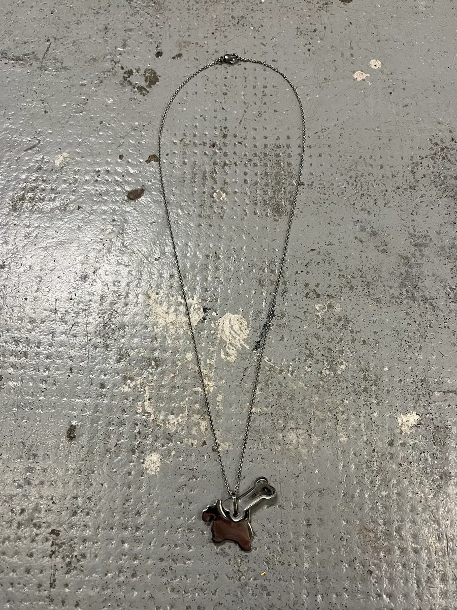 Moschino Dog Bone Tag Steel Necklace