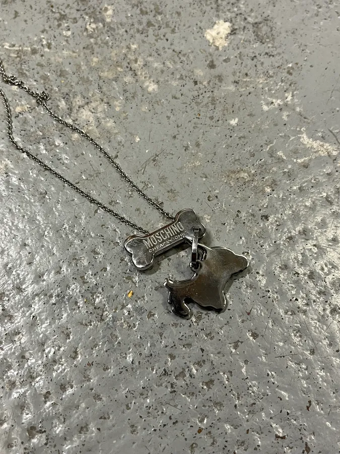 Moschino Dog Bone Tag Steel Necklace - Image 5