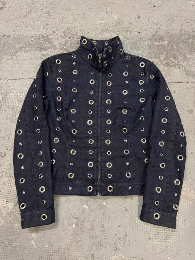 Moschino Eyelet Punk Holes Denim Jacket