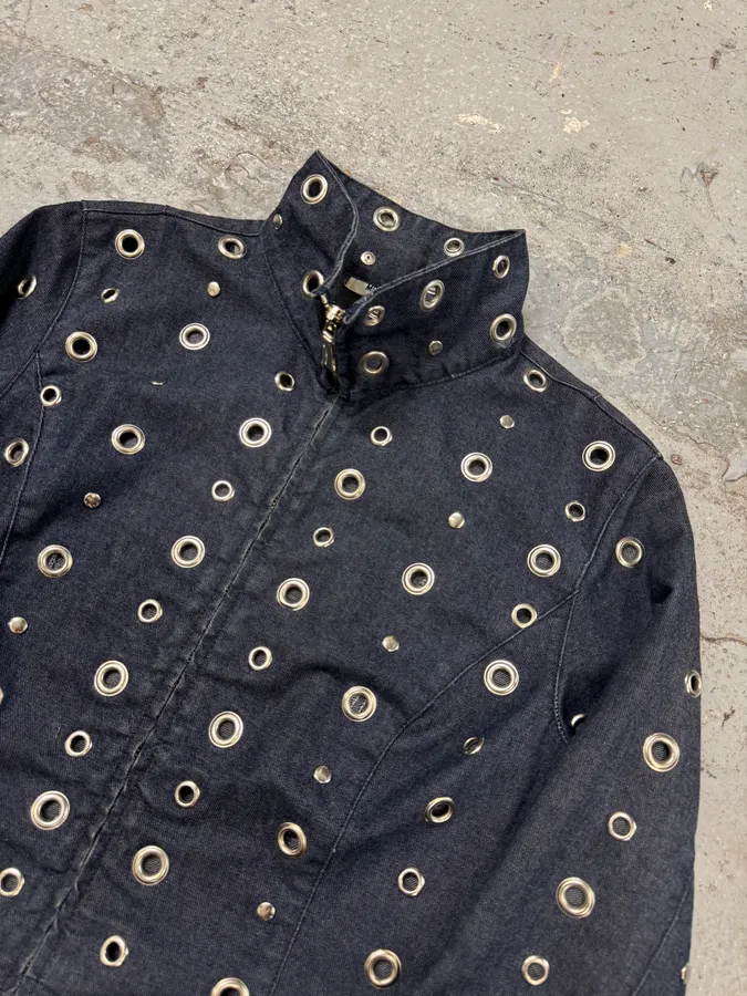 Moschino Eyelet Punk Holes Denim Jacket - Image 4