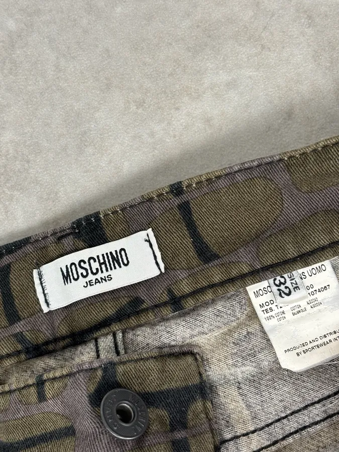 Moschino Khaki Cotton Abstract World Denim Jeans - Image 10