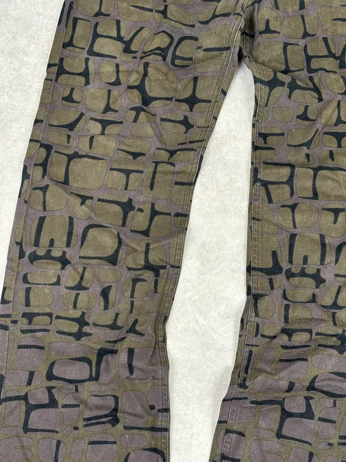 Moschino Khaki Cotton Abstract World Denim Jeans - Image 11