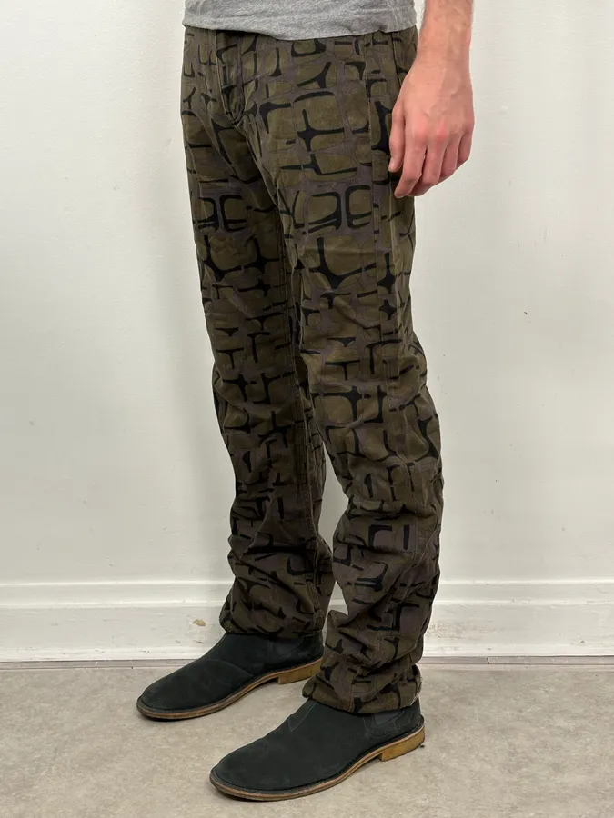 Moschino Khaki Cotton Abstract World Denim Jeans - Image 3
