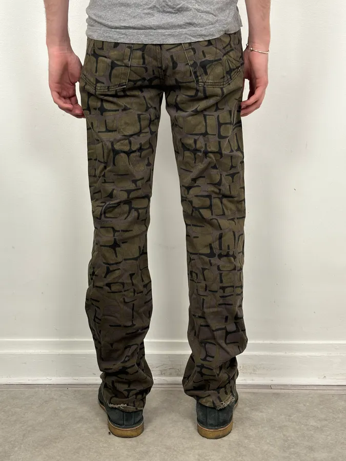Moschino Khaki Cotton Abstract World Denim Jeans - Image 4