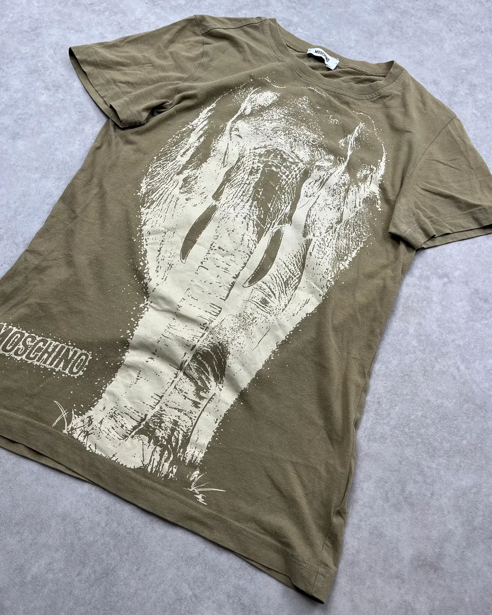 Moschino Khaki Elephant T-Shirt - Image 4