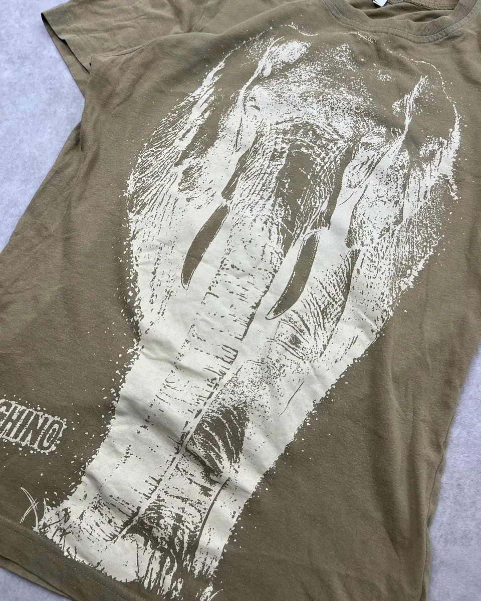 Moschino Khaki Elephant T-Shirt - Image 7