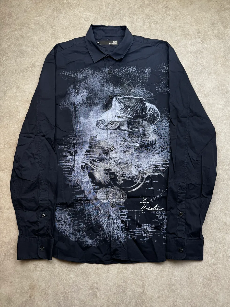 Moschino Navy Smoke Cowboy Print Shirt