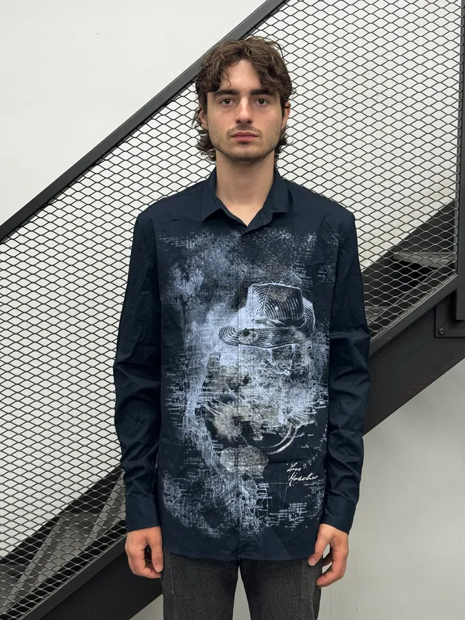Moschino Navy Smoke Cowboy Print Shirt - Image 3