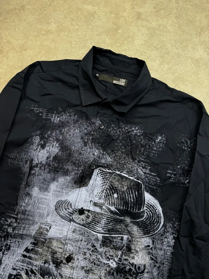 Moschino Navy Smoke Cowboy Print Shirt - Image 5