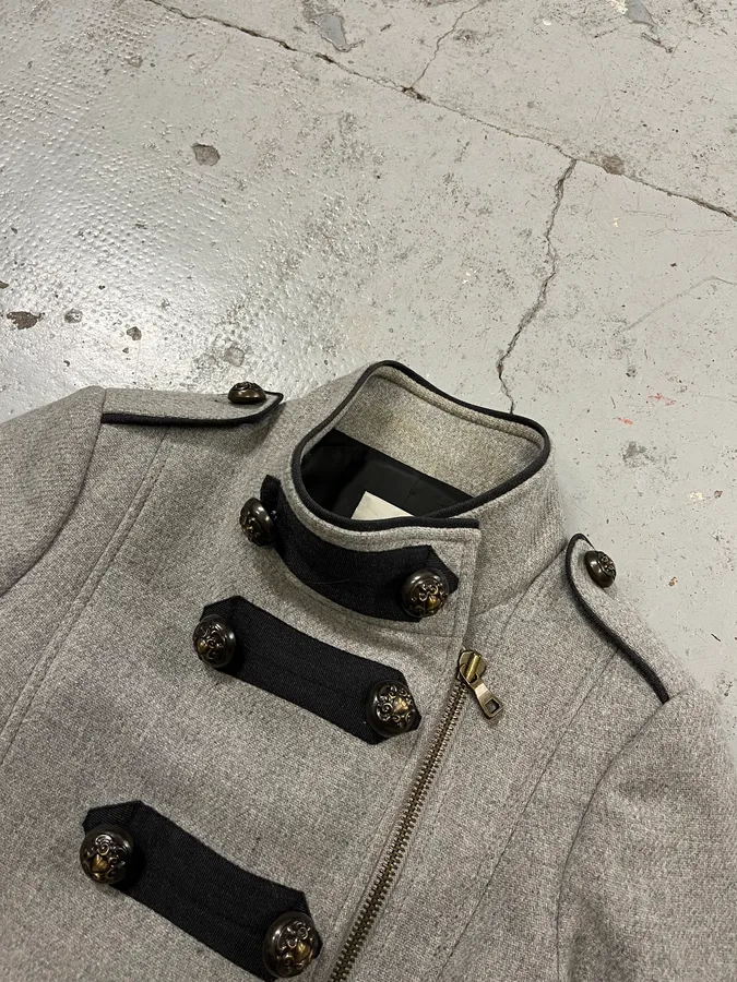 Moschino Officer Double-Breasted Grey Wool Jacket - Image 5