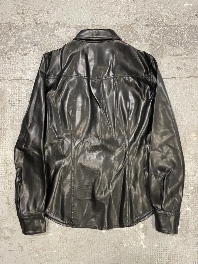 Moschino Sleek Eco Leather Black Shirt - Image 4