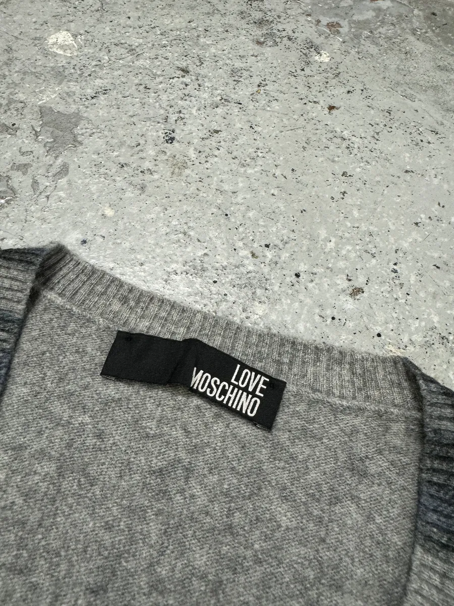 Moschino Trompe L’oeil Layered V Neck Grey Sweater - Image 5