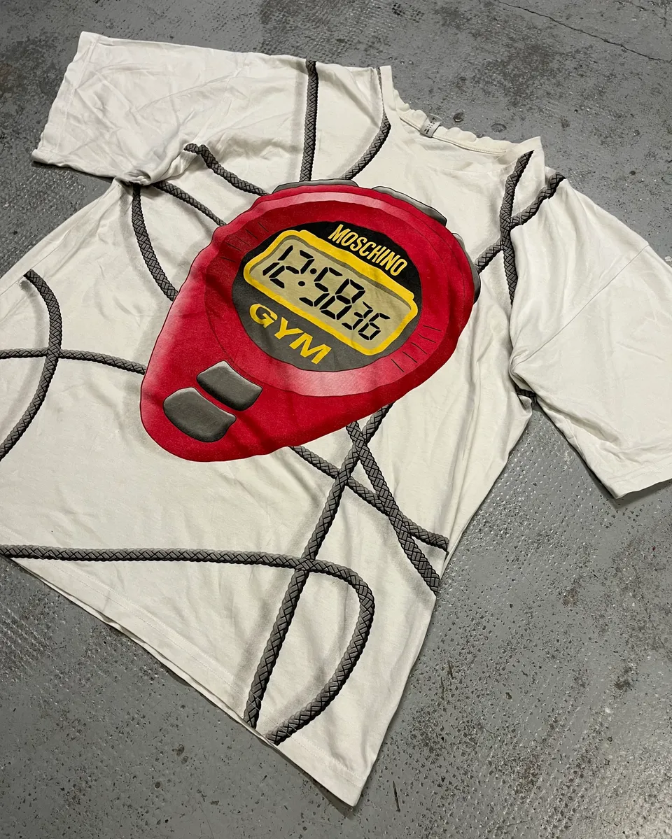 Moschino White Stopwatch Gym Sport T-Shirt - Image 4