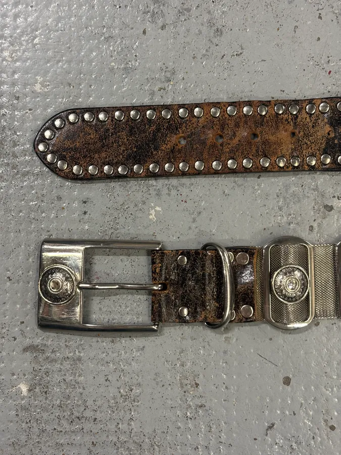 Nanni Brown Leather Studded Concho Belt - Image 3