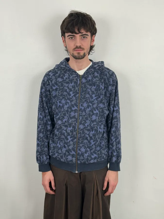 Ne-Net Navy Blue Animals Savage Japanese Zip-up Hoodie - Image 2