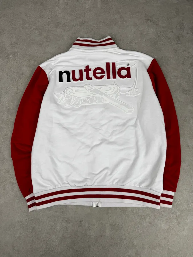 Nutella White & Red Merch Embroidered Logo Zip-Up Sweater - Image 2