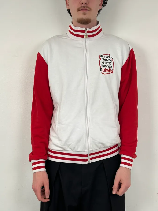 Nutella White & Red Merch Embroidered Logo Zip-Up Sweater - Image 3