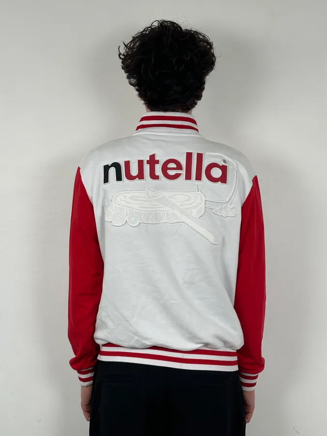 Nutella White & Red Merch Embroidered Logo Zip-Up Sweater - Image 4