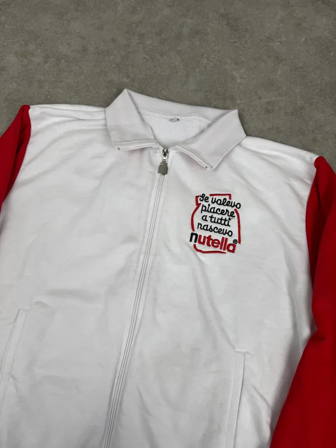 Nutella White & Red Merch Embroidered Logo Zip-Up Sweater - Image 6