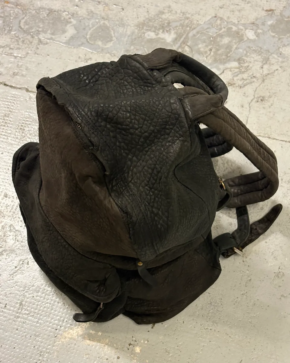 Officine Creative Black Grained Leather Faded Backpack - Image 4