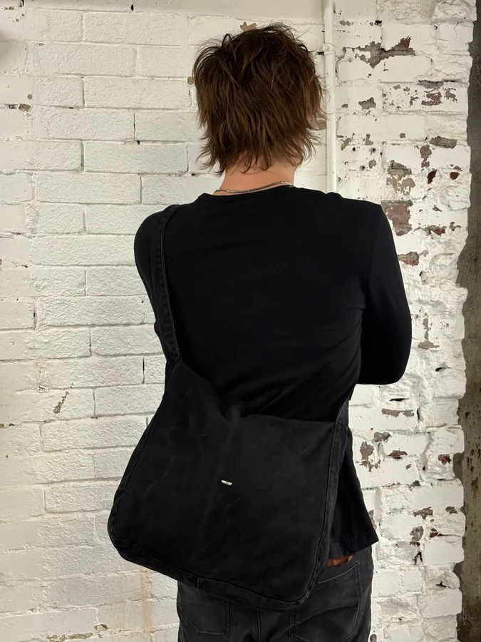 Our Legacy Black Denim Washed Shoulder Bag - Image 2