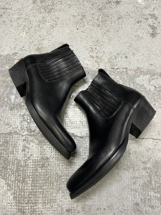 Our Legacy Black Leather Cuban Boots - Image 2