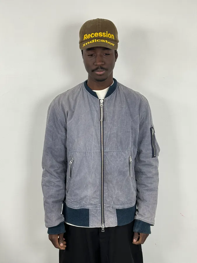 Our Legacy Dyed Blue Eroded Bomber Jacket