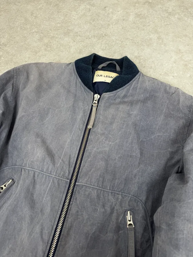 Our Legacy Dyed Blue Eroded Bomber Jacket - Image 5