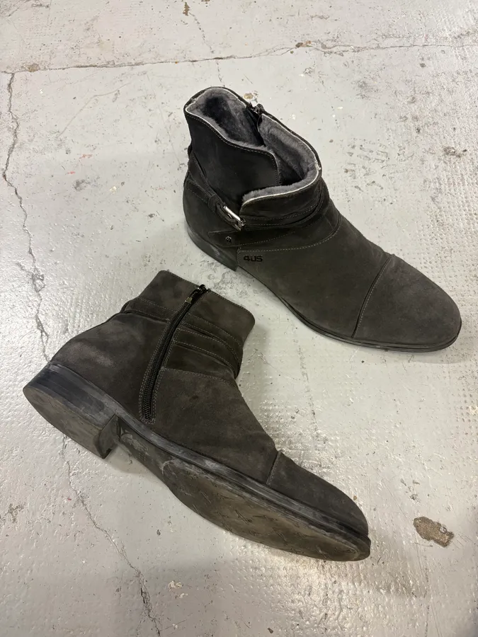 Paciotti Grey Suede Chelsea Boot Fur-Lined Size 44.5 - Image 9