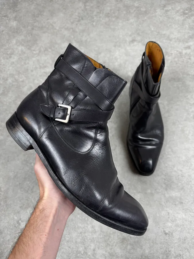 Paraboot Black Buckle Leather Boots