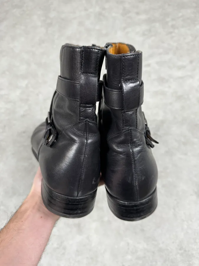 Paraboot Black Buckle Leather Boots - Image 5