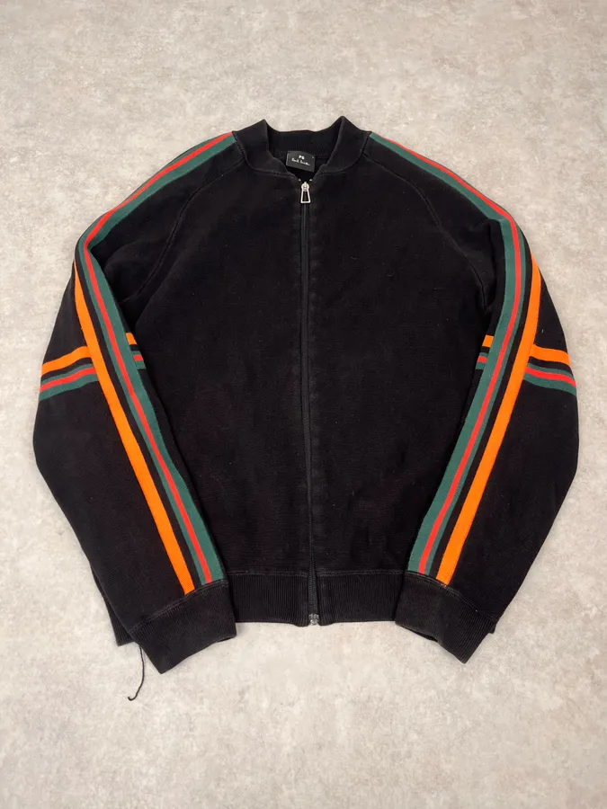 Paul Smith Black Lined Zip-up Cardigan Sweater