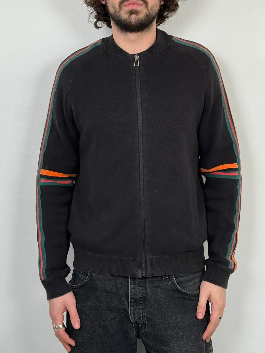 Paul Smith Black Lined Zip-up Cardigan Sweater - Image 2