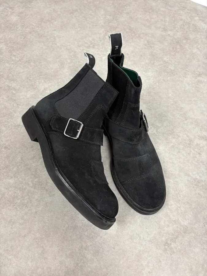 Paul Smith Black Suede Leather Buckle Classy Boots - Image 5