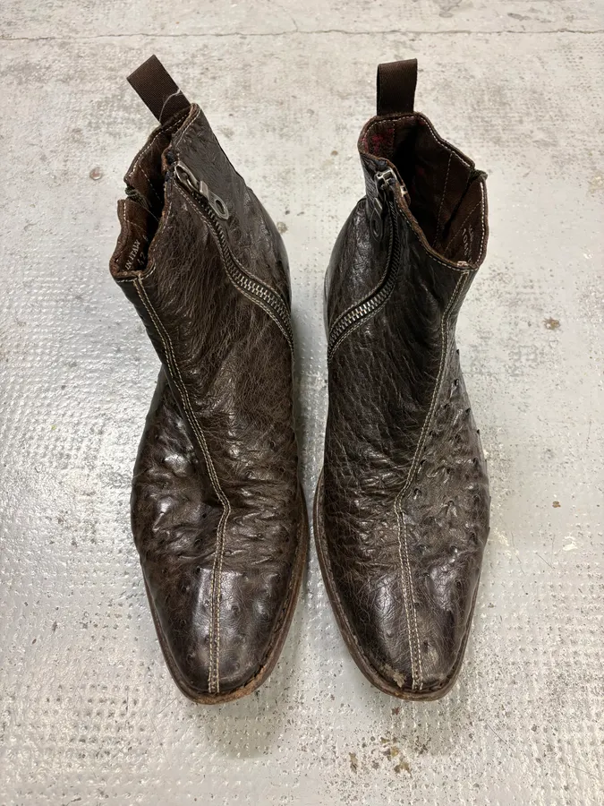 Paul Smith Dark Brown Ostrich Leather Boots - Image 2