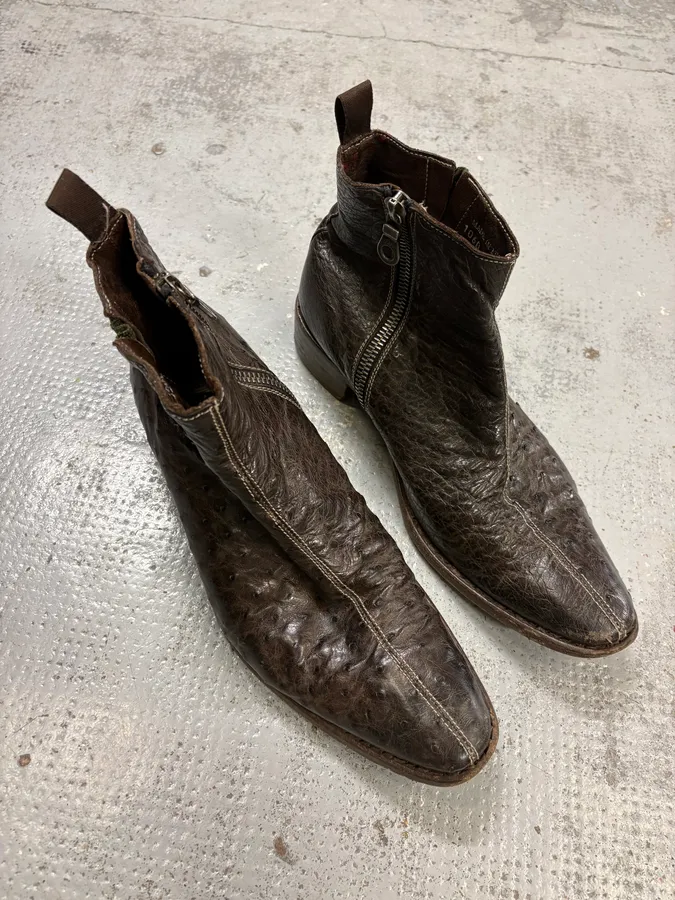 Paul Smith Dark Brown Ostrich Leather Boots - Image 4