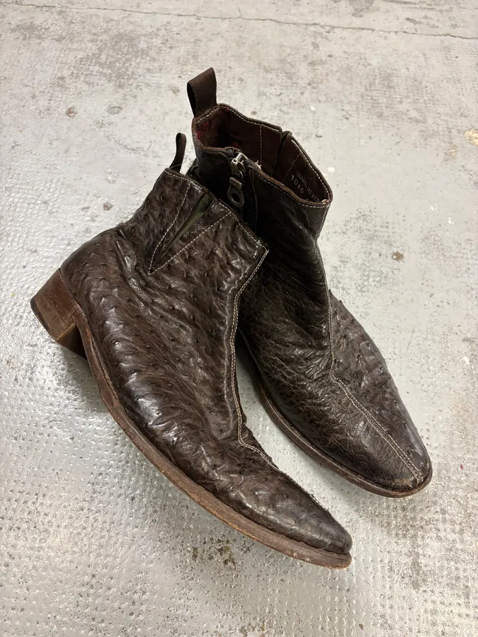 Paul Smith Dark Brown Ostrich Leather Boots - Image 5