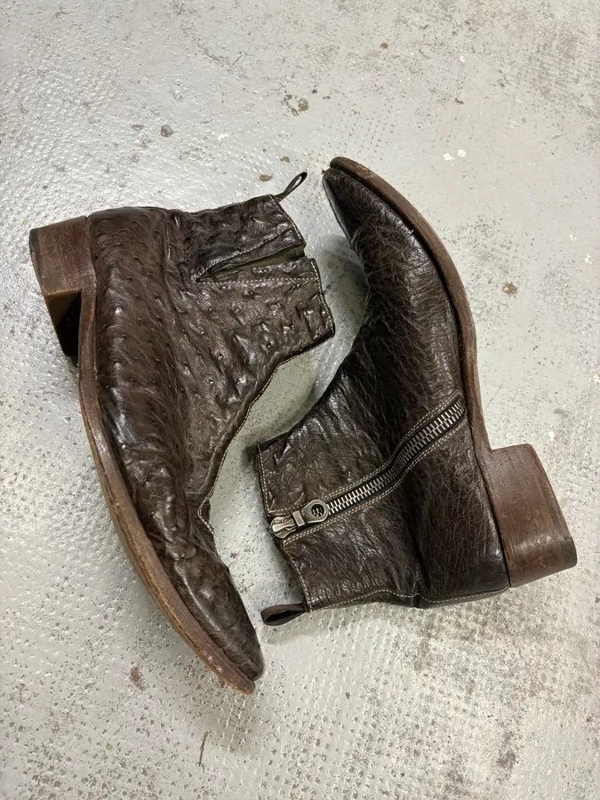 Paul Smith Dark Brown Ostrich Leather Boots - Image 6