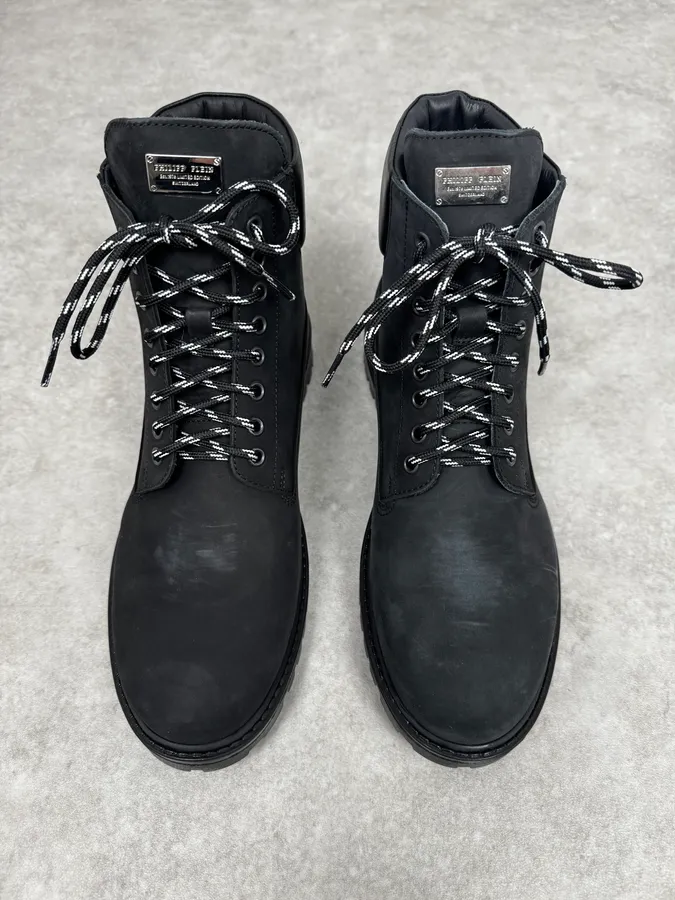 Philipp Plein Black Premium Leather Boots - Image 3